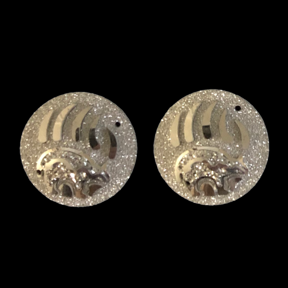Silver Bear In Paw Round - Gems