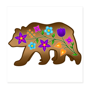 PFD Floral Bear Poster 8x8" - white