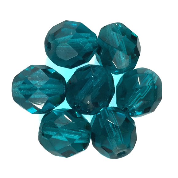 Dark Teal - Glass Fire Polished Beads, 8mm