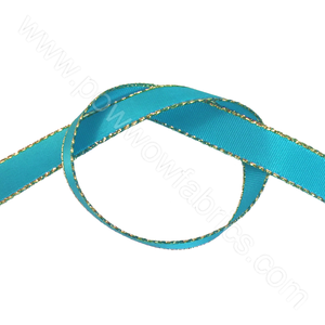 Turquoise/Gold - 3/8" Metallic Ribbon