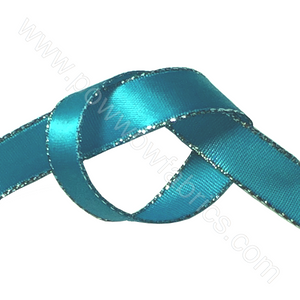 Turquoise/Silver - 3/8" Metallic Ribbon