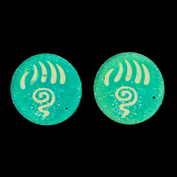 Turquoise Bear Paw Swirl Round - Gems