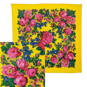Yellow - Metallic Floral Scarves