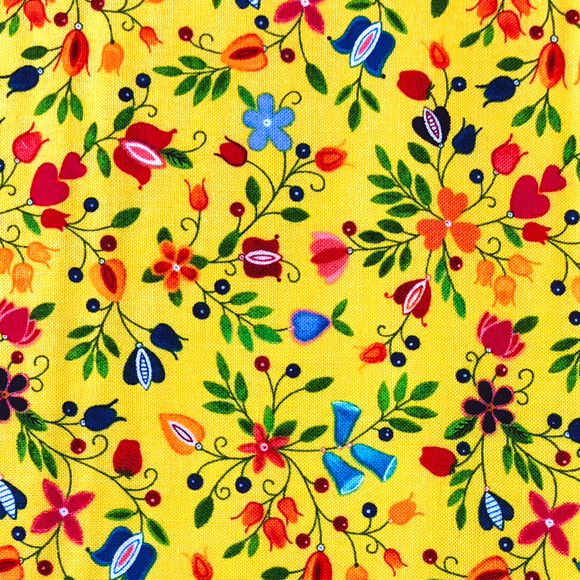 Yellow #16: Fancy Shawl Floral - Cotton Calico