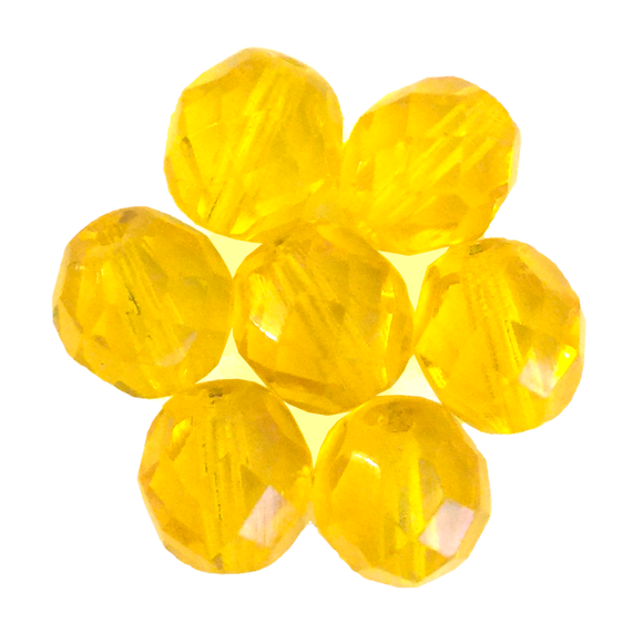 Yellow Gold - Glass Fire Polished Beads, 8mm